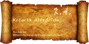 Kolarik Alfréda névjegykártya